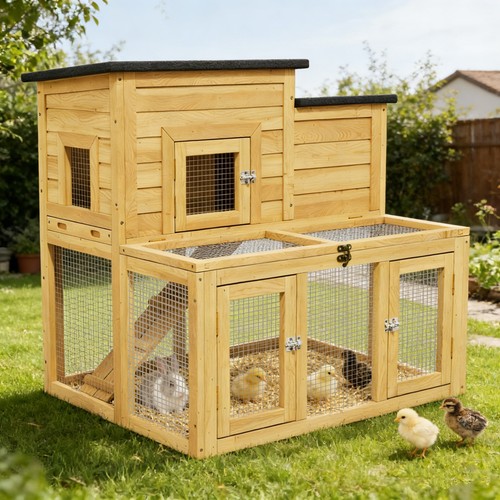 Outdoor wooden rabbit - rabbit, hutch