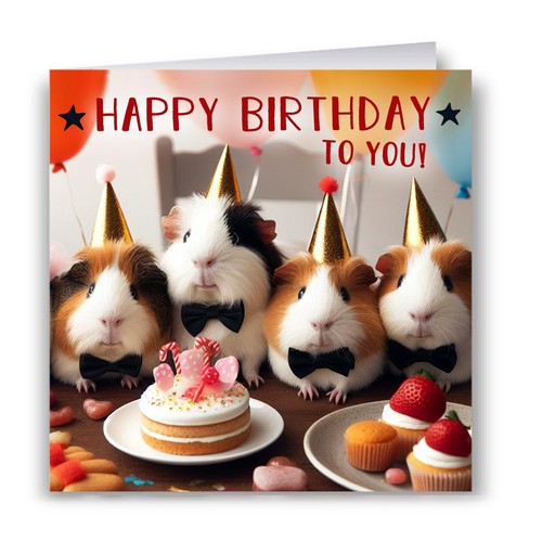 Guinea pigs birthday card - guinea,