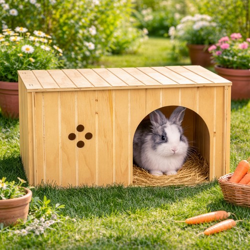 Wooden pet house - wooden, small