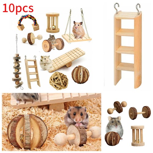 10pcs wooden hamster chew toy - 10pcs,