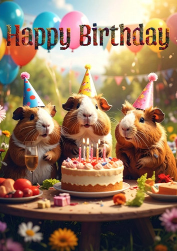 Guinea pig birthday card cute - pig,